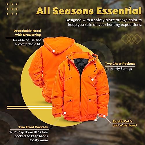 TrailCrest Men's Safety Blaze Orange Insulated & Waterproof Tanker Jacket, Large, Orange - Thumbnail 5