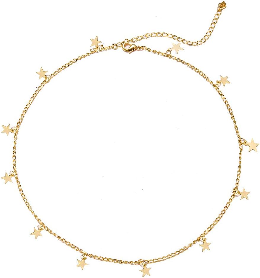 YANCHUN Layered Necklaces for Women Gold Necklace Stack Star Heart Choker Dainty Necklace Love Heart Chain Jewelry Gifts for Women