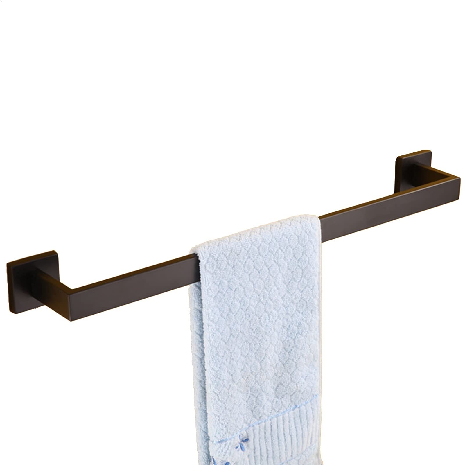 LMYSXAOZ Black Towel Bar Holder SUS 304 Stainless Steel Single Rail, Wall Mount Bathroom Kitchen Toilet Accessories Square Rack, 50cm/60cm (Size : 60cm)