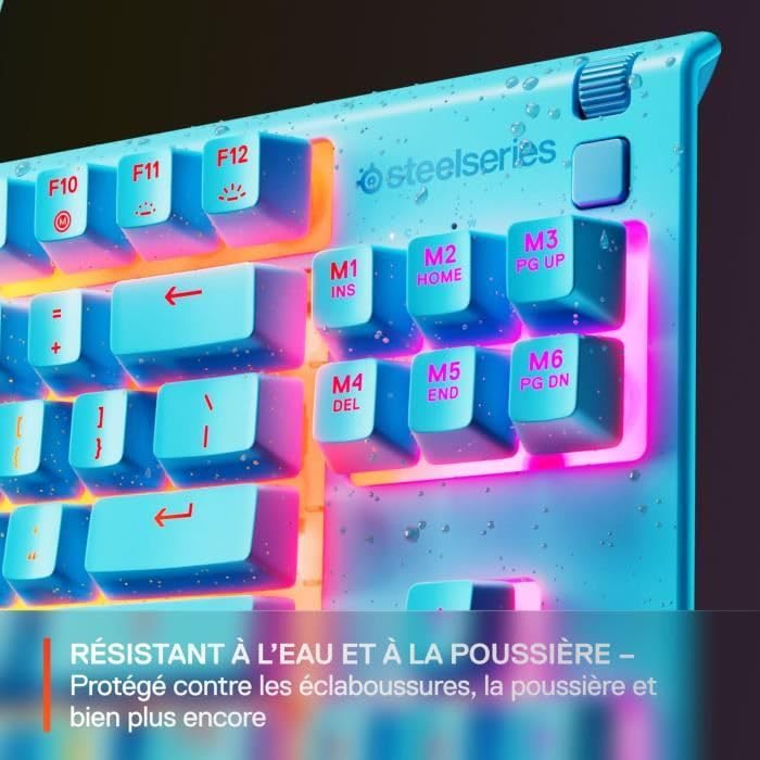 SteelSeries Apex 3 TKL Aqua RGB Gaming-Tastatur – Kompakter Tenkeyless-Formfaktor – 8-Zonen-RGB-Beleuchtung – Wasser- und Staubresistenz… – Ansicht 2