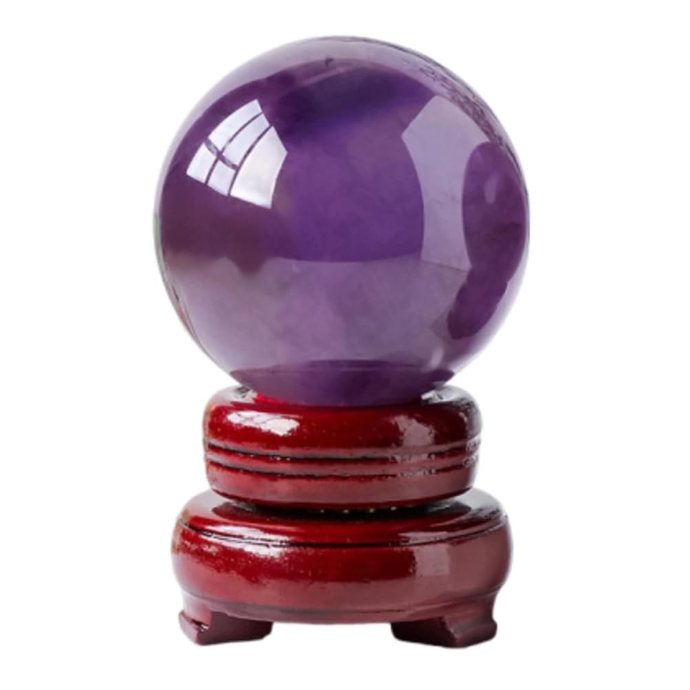 Ametystowa kula z drewnianym stojakiem, rzeźba kul z kryształu kwarcowego, ozdoba uzdrawiająca Fengshui Reiki, dekoracja z kamienia energetycznego,30~35mm