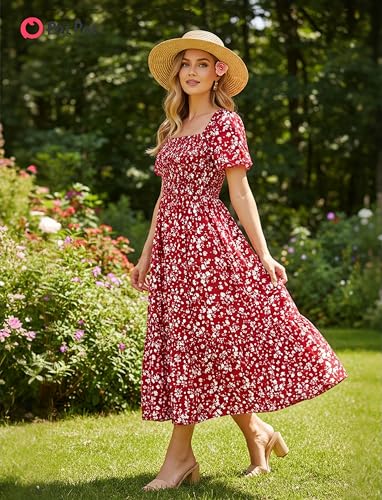 Image of PATPAT Family Matching Outfits Mommy and Me Dresses Floral Dress & T-Shirts | Mommy and Me Easter Dresses, Puff Sleeve Floral Sundress, Cotton Blend T-shirts, Couples Party Wedding Vacation Outfits