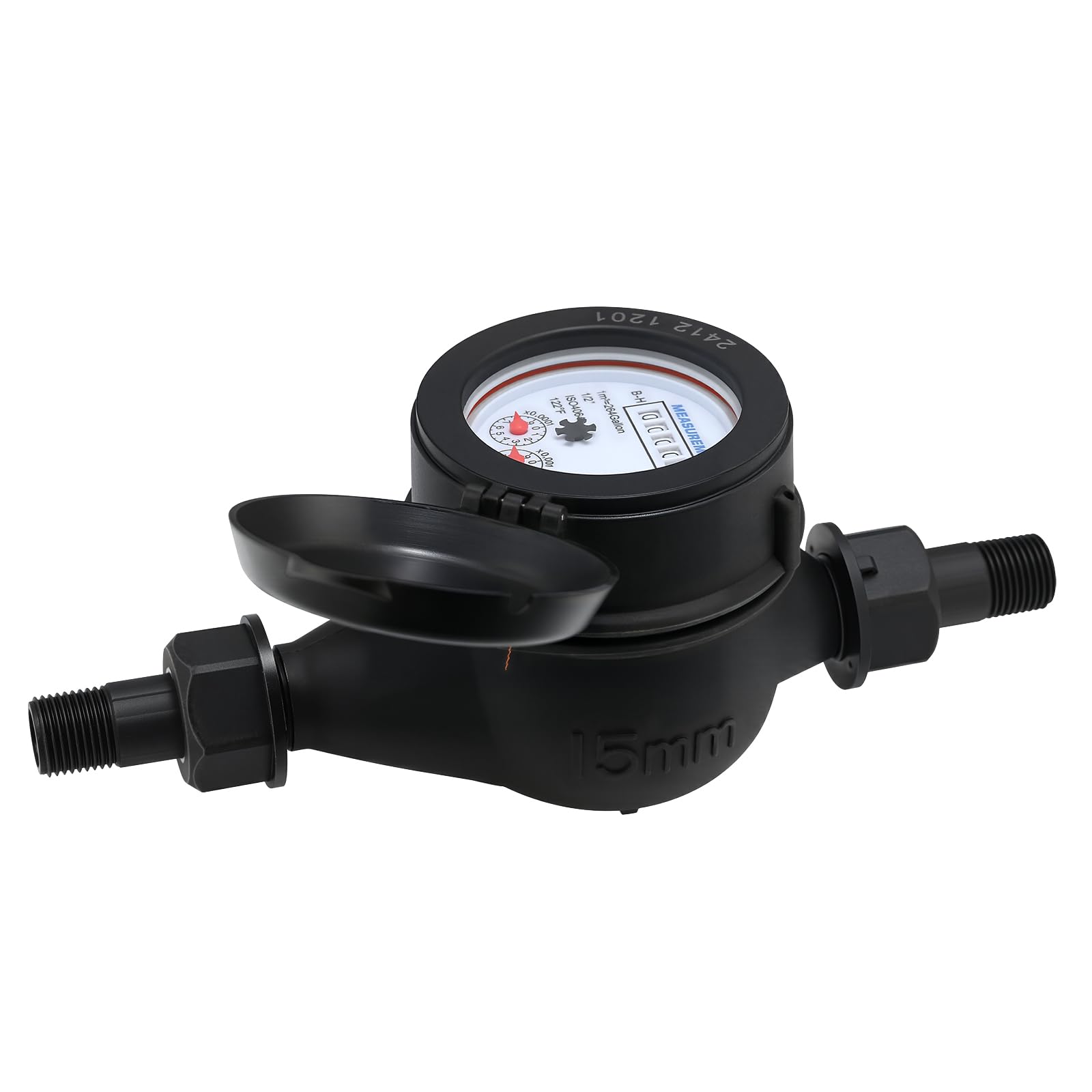MEASUREMAN Medidor cúbico de chorro múltiple sin pulsos de 1/2 “Medidor de agua de plástico duradero Sistemas compactos de pequeña