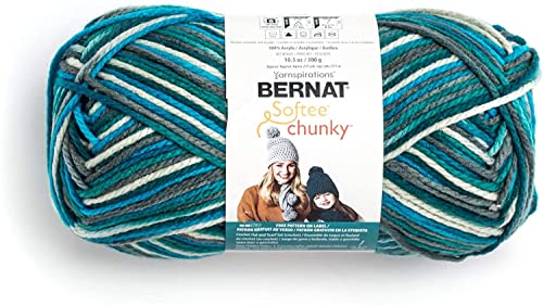 Image of Bernat Softee Chunky BB Deep Waters Ombre Yarn - 1 Pack of 10.5oz /300g - Acrylic - #6 Super Bulky - 275 Yards - Knitting /Crochet
