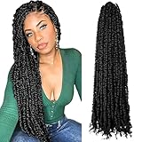 WUDAS Long Passion Twist Hair 22 Inch Pre-twisted Passion Twists Crochet Hair Natural Black Pre-looped Synthetic Crochet Braids (7 Packs,1B)