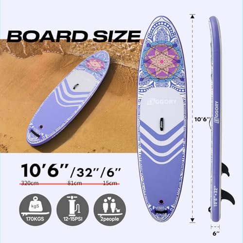 Image of Inflatable Paddle Board, Stand Up Paddle Board | Stable Design with Non-Slip Comfort Deck, Portable Travel Paddle Board