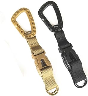 Toasis Nylon Webbing Tactical Key Ring Holder Quick Release Buckle Keychain Gear Molle Bag Attachments (Khaki & Black-2pcs)