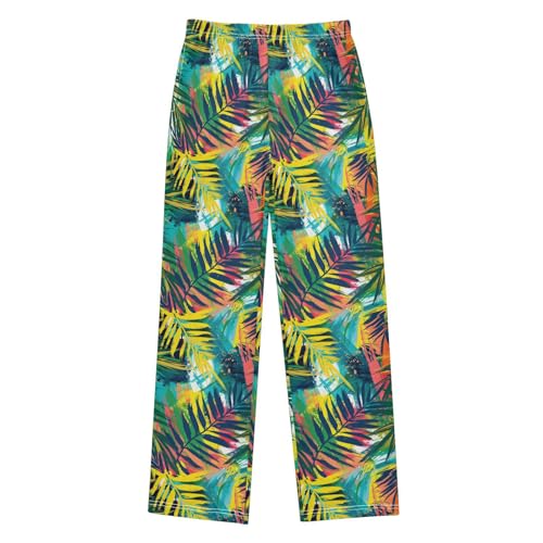 Pajama Pants Bright Tropical Foliage Leaves PJ Bottoms Sleepwear Lounge Sleep Pant with Pockets