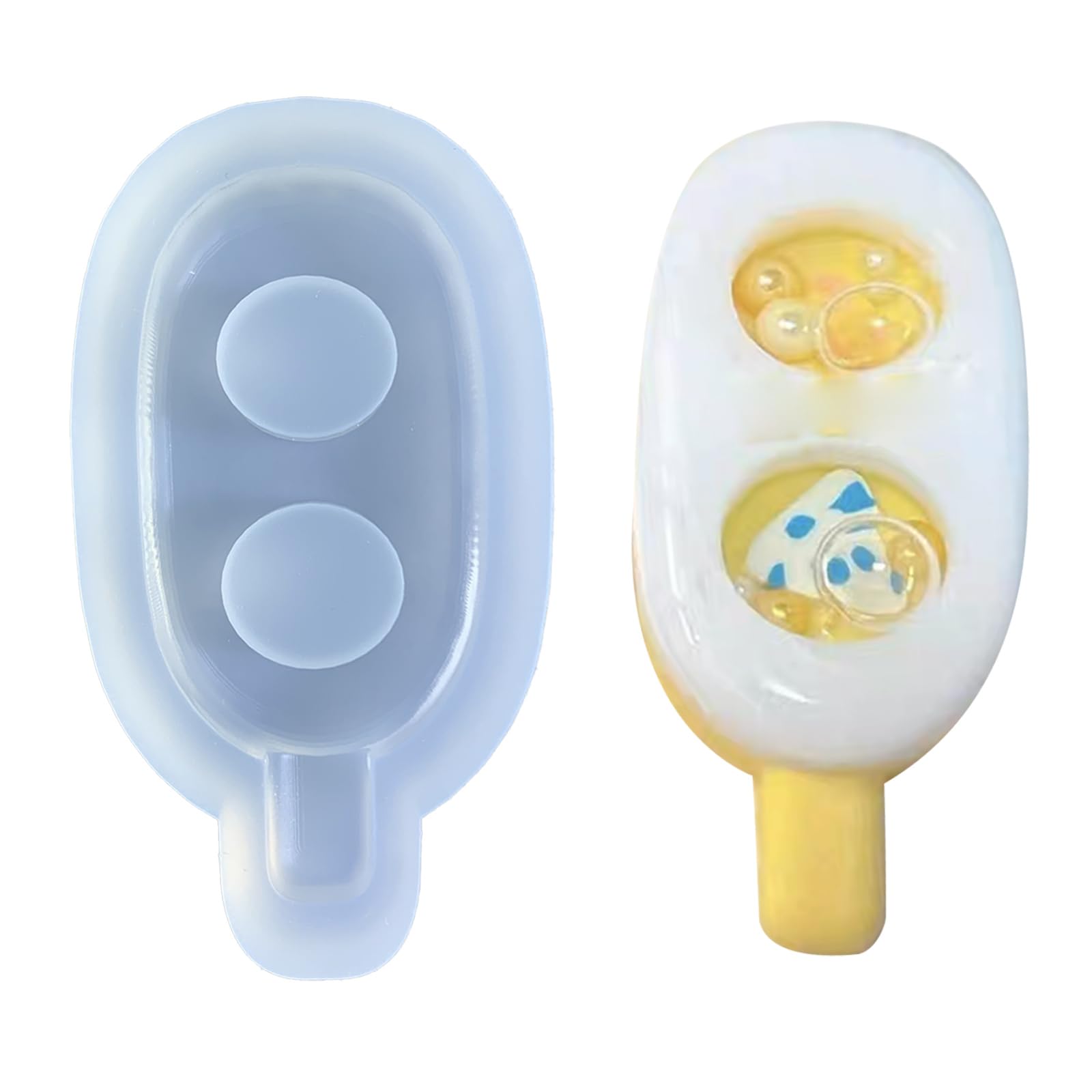 Saddgo Glossy Silicone Decoration Molds Ice Cream Yolk Ornament Keychain Mold Pendant Jewelry Epoxy Resin Crafting Molds Double Yolk Ornaments Decoration Mold Pendant Molds for Jewelry Making
