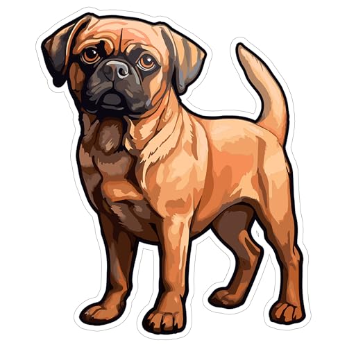 Puggle Sticker 4 Inch Pug Beagle Mix Designer Dog Floppy Ears Cute Dog - Waterproof Animal Vinyl Decal for Laptop Water Bottle Car Tumbler - Durable Aesthetic Long-Lasting Stickers for Adults ID44990
