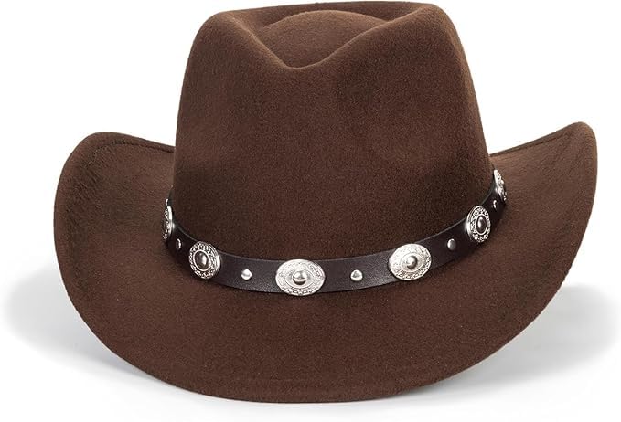 Kids Classic Wide-Brim Western Cowboy Hats Boys Girls Cowgirl Felt Fedora with Belt Buckle for 2-7 Years Old4