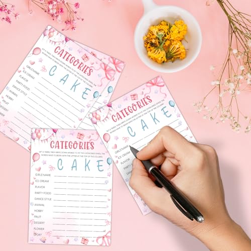 Image of Pink Slumber Party Games Card - Coquette Pink Bow Themed Sleepover Slumber Party Supplies- Birthday Night Games Creative Idea - Sleepover Stuff-Categories- 20 Game Cards