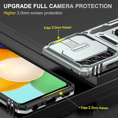 Image of Vaku Luxos Aegis Armor Slide TPU Back Cover Case for Samsung Galaxy A53 5G with Magnetic Ring Holder Kickstand Camera Screen Protector- Grey