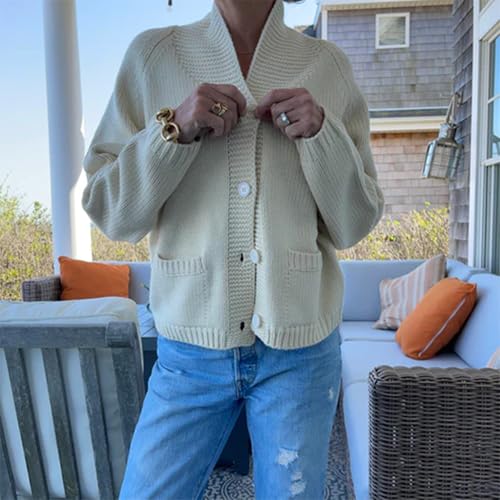 Image of Women's American Flag Knit Sweater Cardigan Fold Collar Cardigans Long Sleeve Button Front Knitwear Shawl Coats