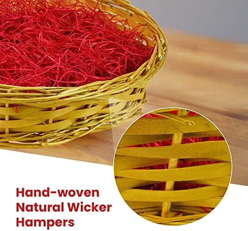 ASAB Hamper Basket | Gift Hamper Basket | Wicker Basket For Christmas Easter Mothers Day Weddings Birthday | Food Hamper Basket With Ribbon - OVAL GOLD