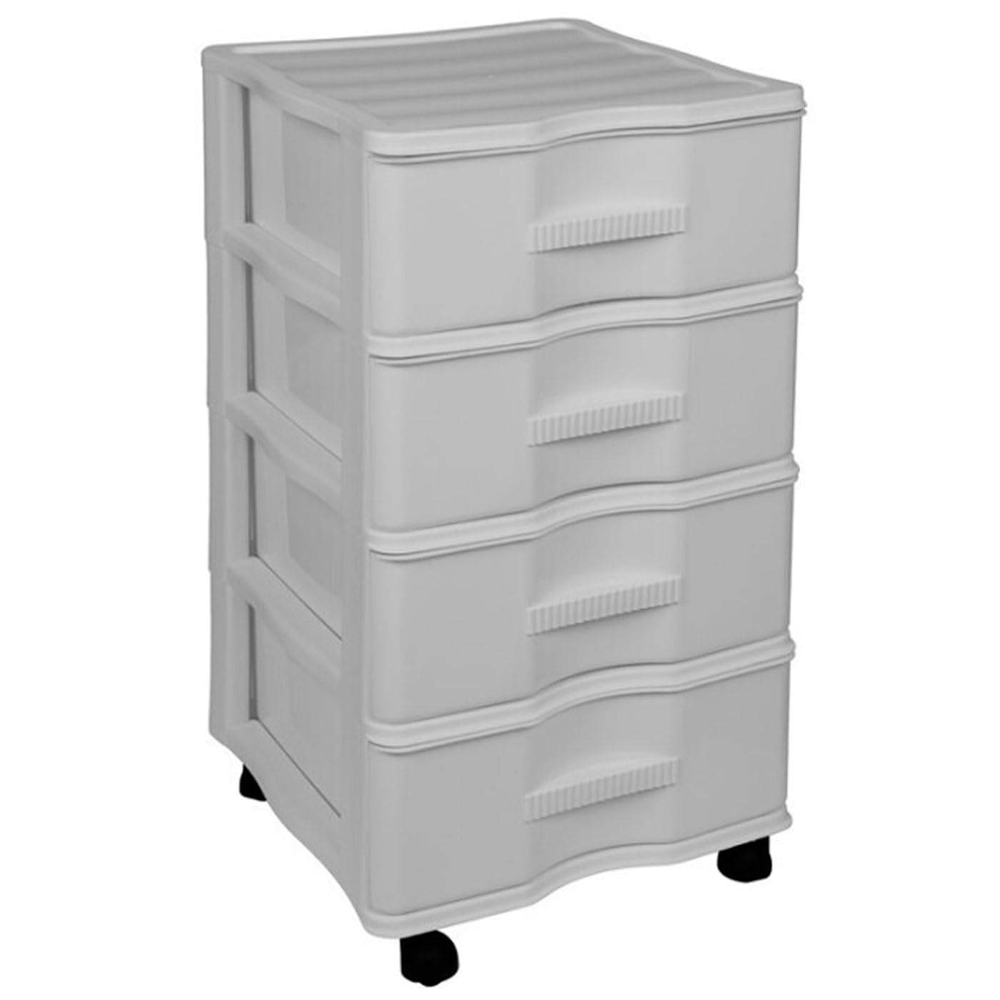 Acan Tradineur - Cassettiera in plastica con ruote, modello Wagon, 4 cassetti, torre multiuso, ufficio, casa, prodotta in Spagna (grigio chiaro - 67,5 x 37 x 39 cm)