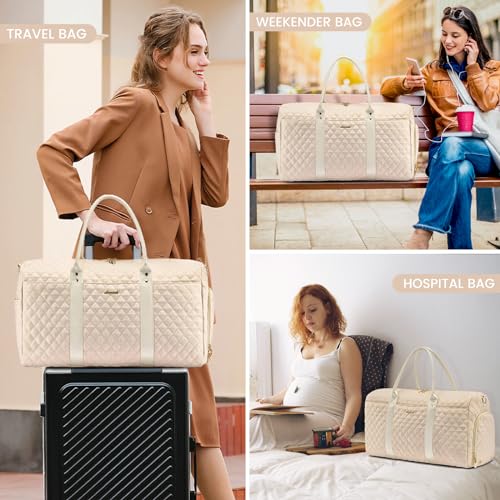 LOVEVOOK Travel Duffle Bag, Weekender Bags for Women with Shoe Compartment, Quilted Carry on Overnight Bag with Toiletry Bag, Hospital Bags for Labor and Delivery, Gym Duffel Bag with Wet Pocket - image 6