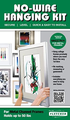 Image of Fletcher Picture Perfect No-Wire Hanging Kit for Metal Picture Frames | Keeps Frames Level with Flush Mount Hardware for Wall Art, Mirrors & Signs | Supports up to 50lbs.