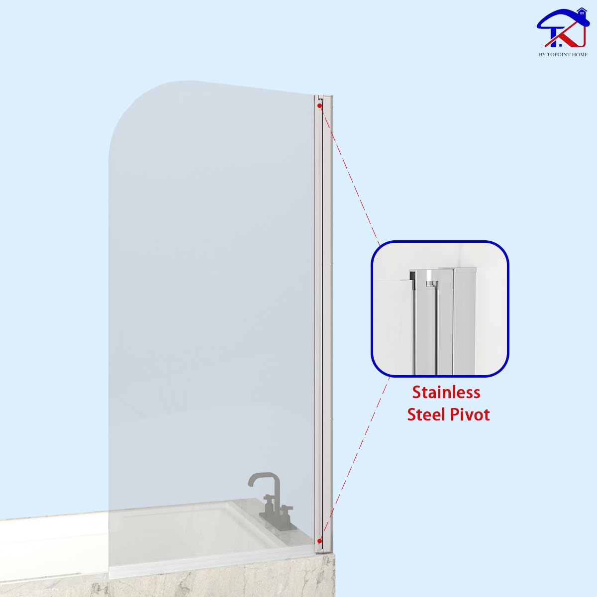 T&K Schermo Doccia 900x1400mm Pannello Porta Girevole per Vasca da Bagno, Bordo Tondo Cromato, Vetro Temperato da 5mm, Doppio Lato, Facile da Pulire, Porta Doccia da Bagno