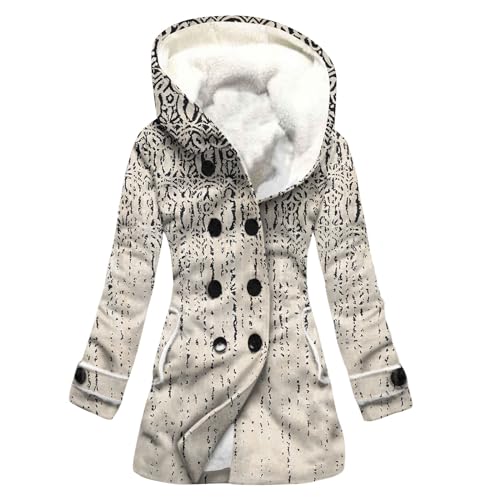 SCBFDI Manteau Gothique Femme Veste Hiver Oversize Doudou Doudoune Fille Liseuse Polaire Couverture avec Manches et Capuche Ivoire M
