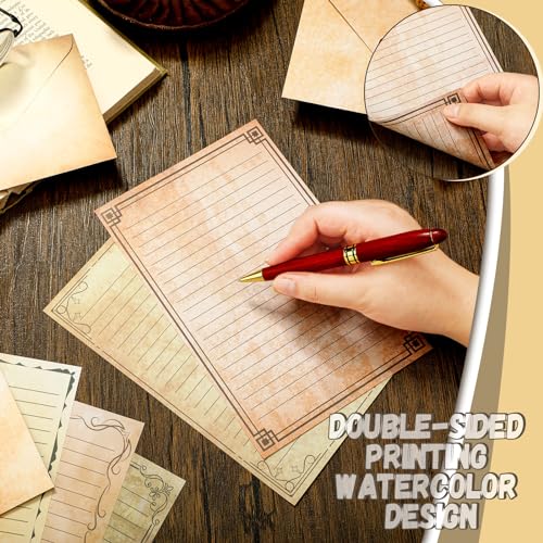 Image of TaoBary 160 Pcs Vintage Stationery Paper and Envelopes Set, 5.5 x 8.25''