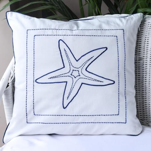 Image of Coastal Calm White Cushion Cover Set of 5 | Decorative Square Throw Pillow Covers for Sofa Couch Bed Living Room Bedroom | Hidden Zipper Closure | 16 x 16 Inch