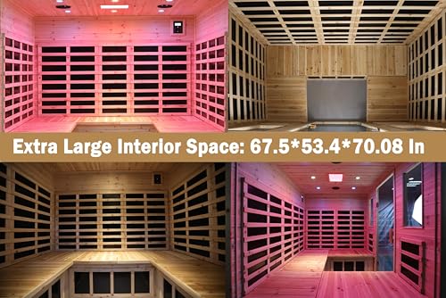 Image of LTCCDSS Full Spectrum Outdoor Sauna 5 Person, Folding Lounge Chair, Far Infrared Low EMF Sauna Room for Home, Chromotherapys | Bluetooth Speakers | Canadian Hemlock | 81.1 * 60.6 * 83.5 in