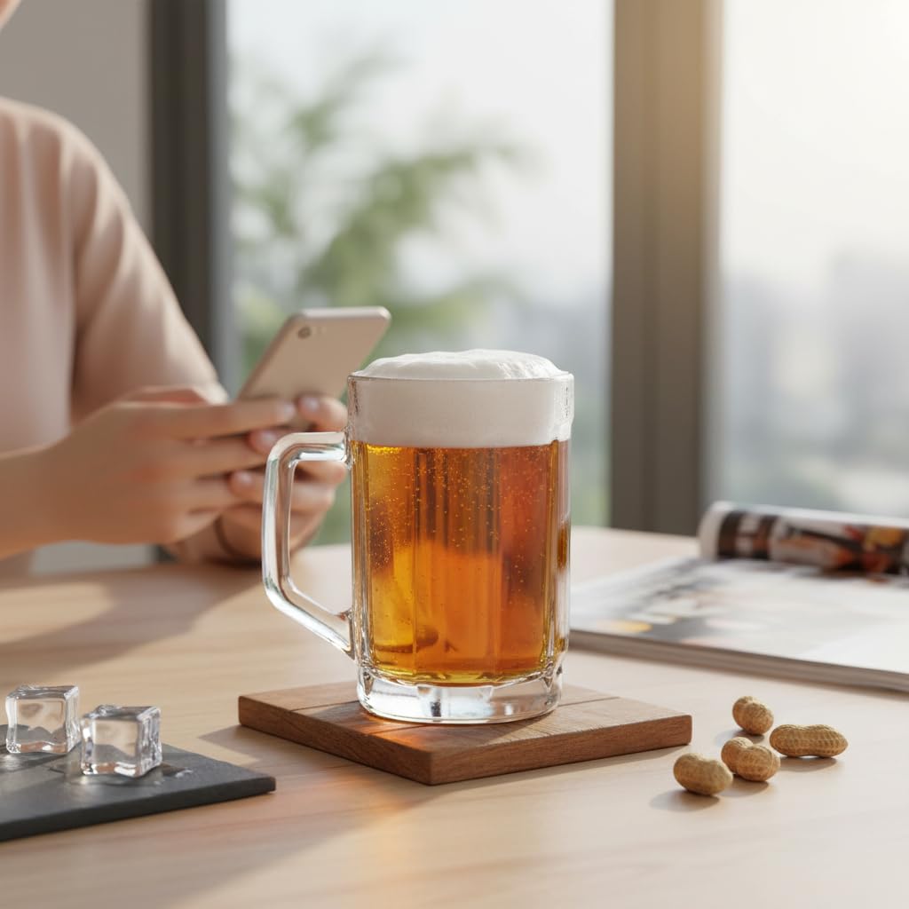 ODİ HOME Orta Boy Bira Bardağı Kulplu Cam Bira Bardağı 480 ml