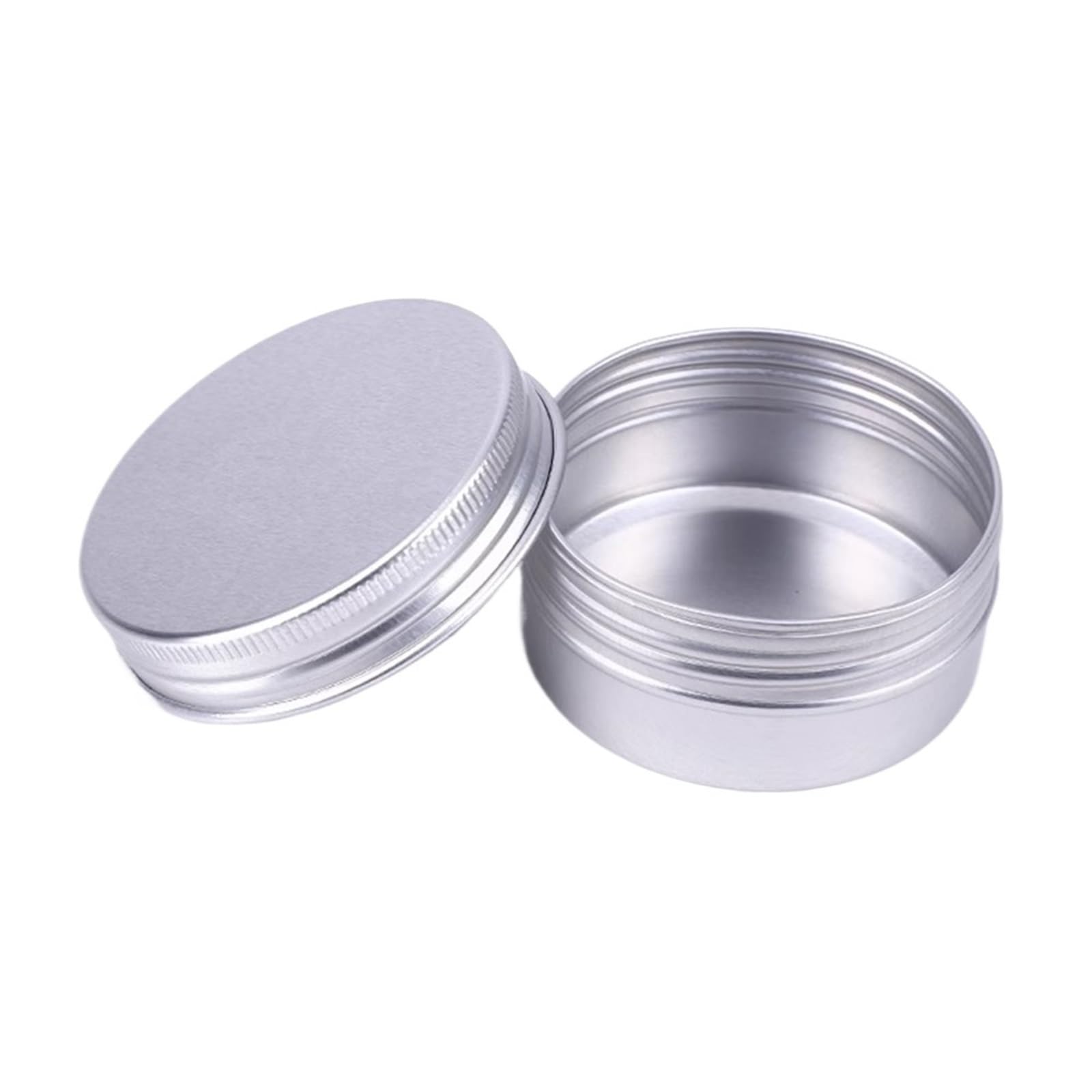 LuoAXINN Metal Tins with Lids 100pcs Face Cream Jar 60g 50g 30g 20g 15g 10g Cosmetic Lip Balm Nail Glitter Containers Empty Aluminum Tins Candle(Silver,20g 48X18mm)