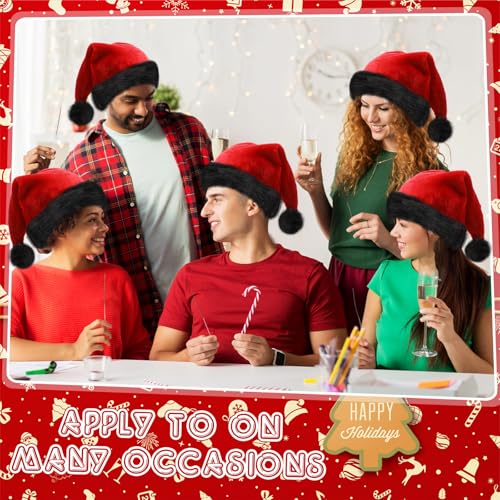 Image of Vicenpal 20 Pcs Santa Hats Bulk for Adults, Red Black, Classic