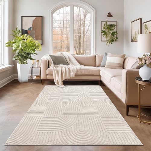 Pauwer 5x7 Area Rugs for Living Room, Modern Non Slip Washable Rug, Beige - image 7