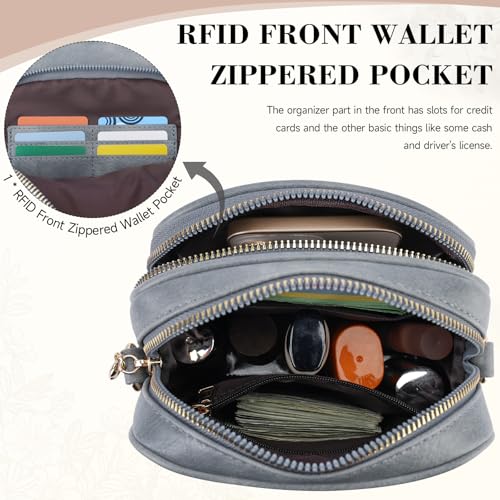 Image of Small Crossbody Bags for Women, RFID Phone Purse with Card Slots, Triple Compartments Lightweight Shoulder Bag