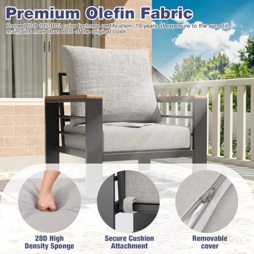 Image of Aoxun Aluminum Patio Furniture Set 7 Seats with Rocking Chair, Oversized Outdoor Sectional with Washable Thick Cushions, Coffee Table, Patio Conversation Sets for Porch, Balcony, Deck