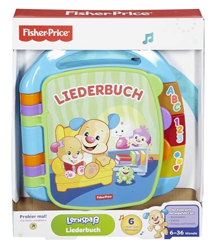 Fisher-Price Lernspaß, Liederbuch, Baby Musik Buch, Musikspielzeug für Babys, Elektronisches Kinderbuch, ab 6 Monate, Deutsche Version, CDH40
