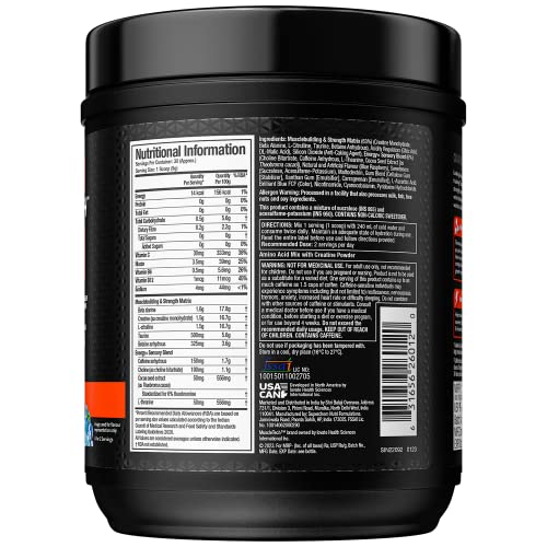 Image of MuscleTech Vapor X5 Pre Workout Powder Support Energy and Performance with Creatine Monohydrate, Beta Alanine, L-Citrulline & Caffeine - Blue Razz Freeze, 30 Servings, 270g