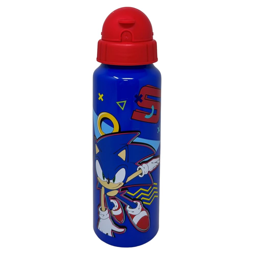 CARTOON Aluminum Water Bottle with Straw Sonic Bottle 550ml Kids Accessory