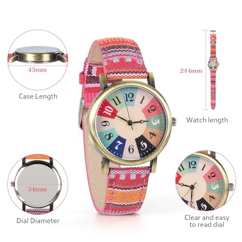 Watches-for-Women-Multicolor-Rainbow-Pattern-Ladies-Watches-PU-Leather-StrapUpgraded-Bohemian-Womens-WatchesWomens-Gift 51TBaM9iuUL