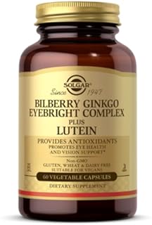 Solgar Bilberry Ginkgo Eyebright Complex Plus Lutein, 60 Vegetable Capsules Promotes Eye Health&Vision Support With Lutein & Vitamins A,C & E Non-GMO, Vegan,Gluten Free,Dairy Free,Kosher - 30 Servings