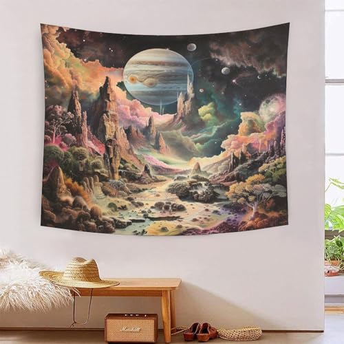 Tapisserie murale pour chambre et dortoir au motif espace 3D