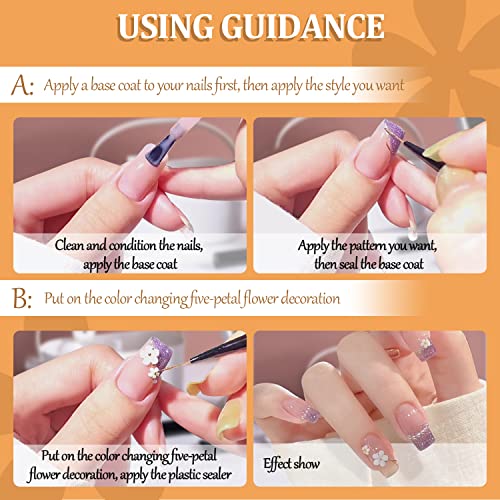 Lzaoa Color Changing Nail Art 3D Acrylic Flowers Nail Charms Nail Design Supplies Decoration Accessories (6 Bottles Of Color Changing Flowers) #TOP2