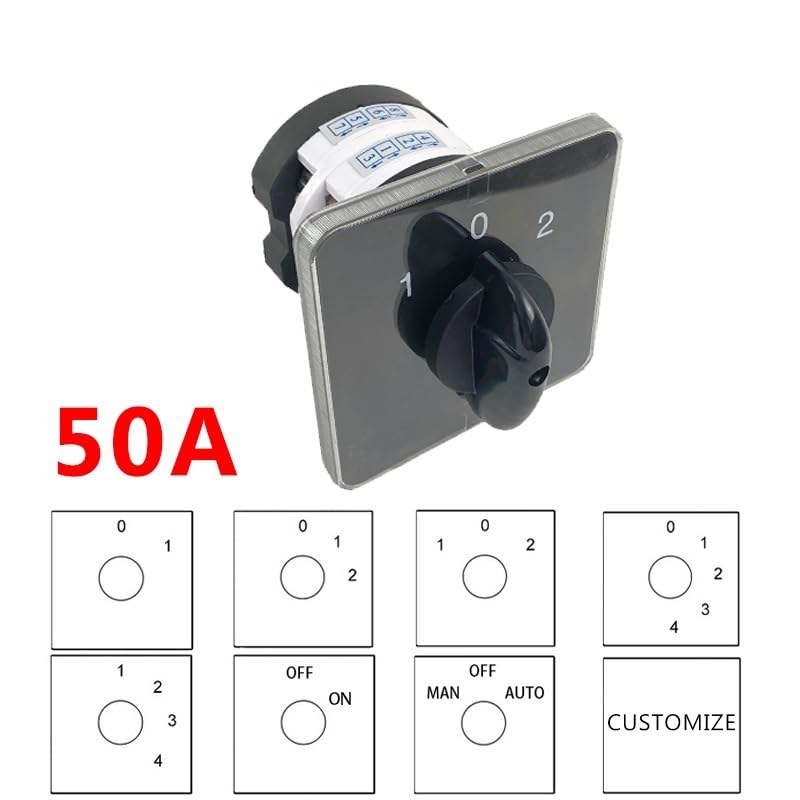 50A 2 Poles 8 Terminals Rotary Cam Switch Universal Changeover Select Interruptor Optional Positions YMZ12-50/2 (Color : 1234)