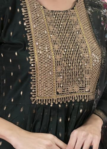 Image of Women's Chanderi Kurta with Legging and Dupatta | Modern & Traditional Blend Ethnic Wear Set | Festive & Casual Summer Kurti with Pants for Party Office & Ethnic Occasions