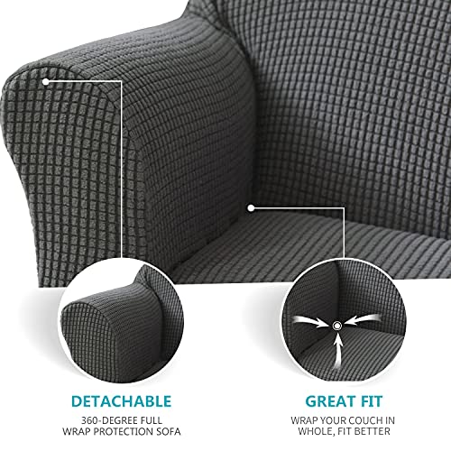 Housse de canapé pour enfants élastique et extensible gris foncé