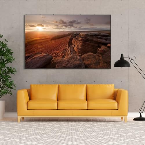 Tableau canvas montagne et désert 50x70cm avec cadre nature