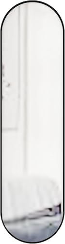 Miniatura 9 de SUPPNEED Espejo ovalado, espejo de baño ovalado de 15.7 x 59 pulgadas, espejo de marco de metal, espejo de tocador negro para sala de estar, baño,