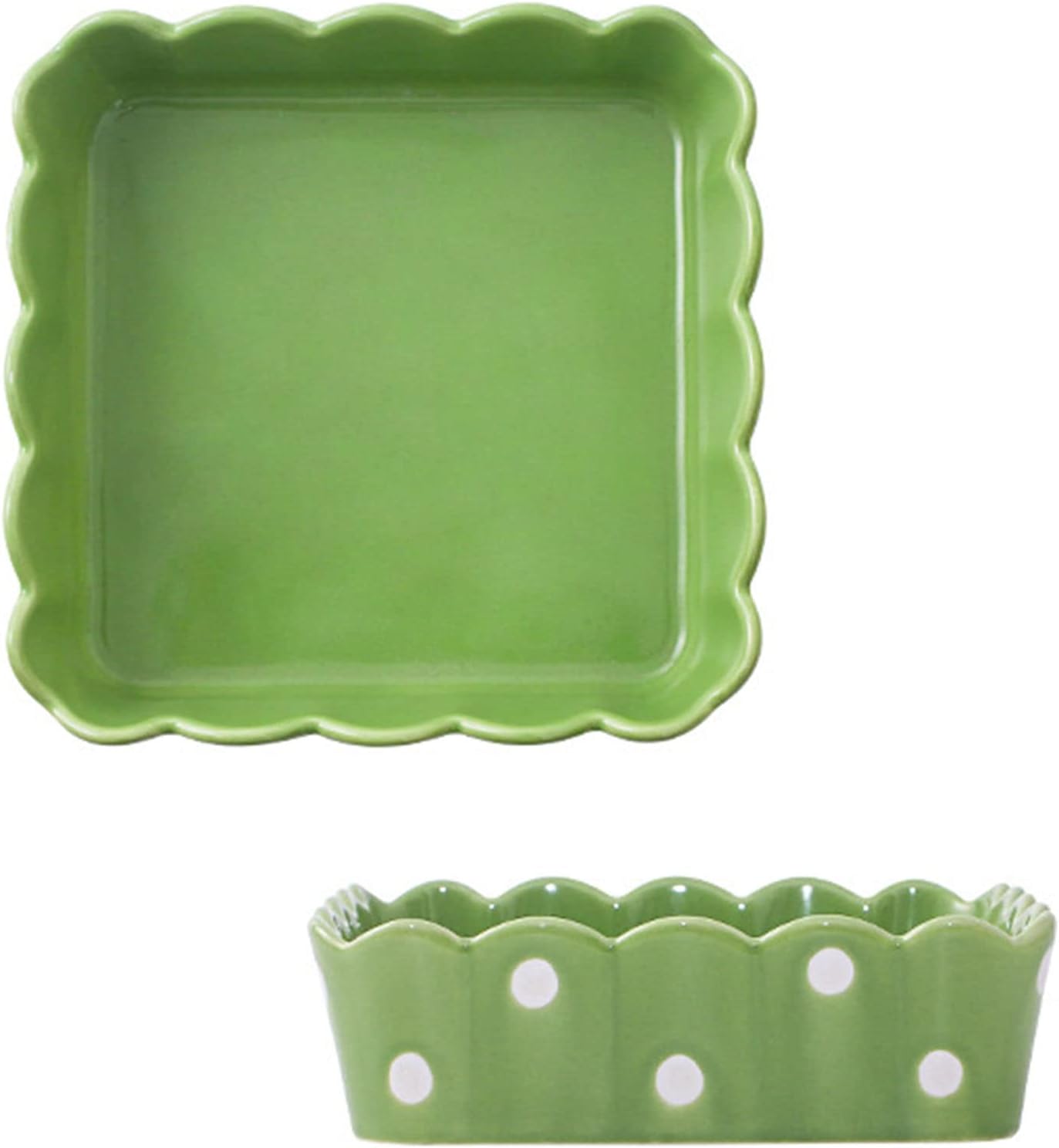 Amazon｜ラザニア ディッシュ ラージ ディープ, スモール スクエア ベーキング ディッシュ 2 個セット, カラフル セラミック パイ パン, ラウンド セラミック パイ プレート