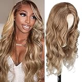 LEOSA Goddess Body Wave Lace Front Side Part Wig for Women 26Inch Mix Brown Long Body Wave lace Fron