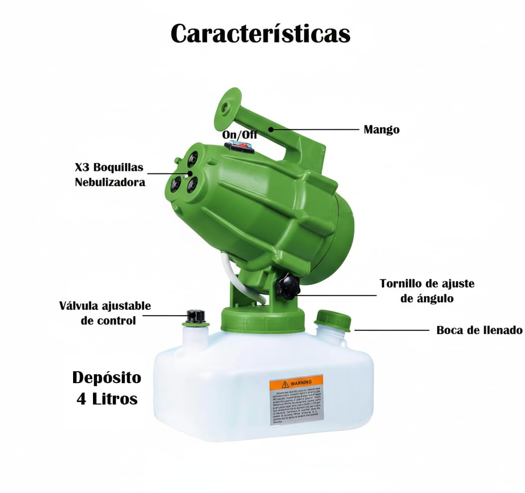 Pulverizador - Nebulizador Profesional. Desinfección, Plagas, Fertilización, Fumigación...Uso intensivo y Profesional