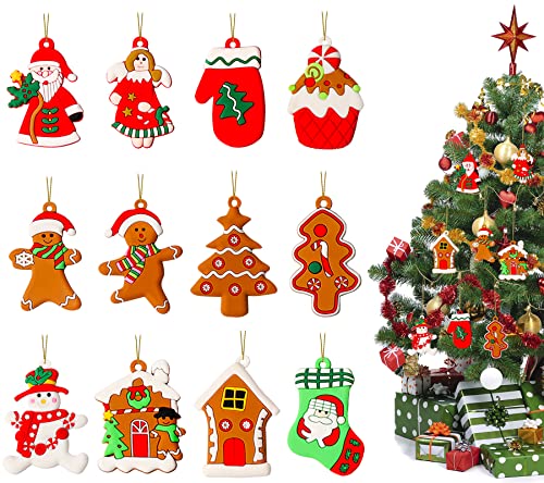 12 Stück Lebkuchenmann Weihnachtsbaumschmuck Dekoration Lebkuchenmann Hängende Weihnachtsschmuck für Weihnachtsbaumdekoration Cover