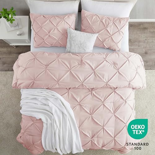 Image of Nestl California King Duvet Cover Blush - Soft Double Brushed Duvet Set with Button Closure & Corner Ties, 3 Piece Luxurious Pinch Pleated Duvet Cover Set 104x98 Inches with 2 Pillow Shams
